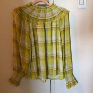 Sheer lined  plaid blouse